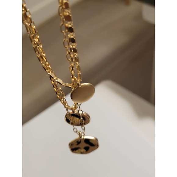 FINAL PRICE! Lucky Brand Gold-Tone Animal-Print Disc Layered Pendant Necklace - Picture 6 of 7